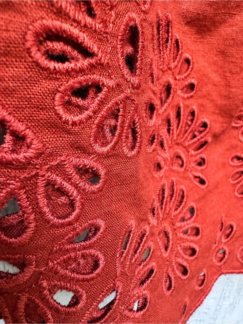 J. Crew Rust Red Midi Dress with Eyelet Hem - Picture 3 of 8
